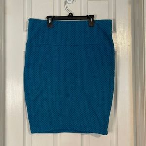 GUC Torrid Teal and Black Polka Dots Jersey Pencil Skirt